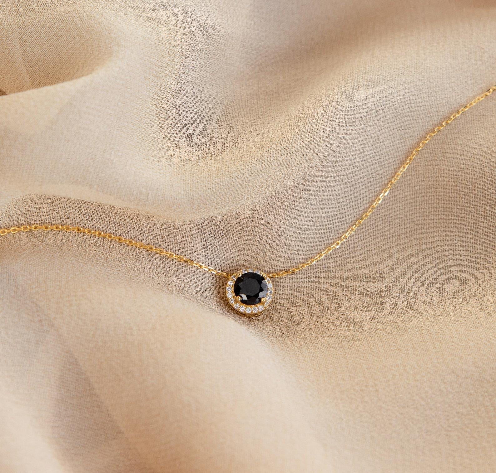 Vintage Birthstone Necklace with Diamond Pendant