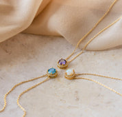 Vintage Birthstone Necklace with Diamond Pendant