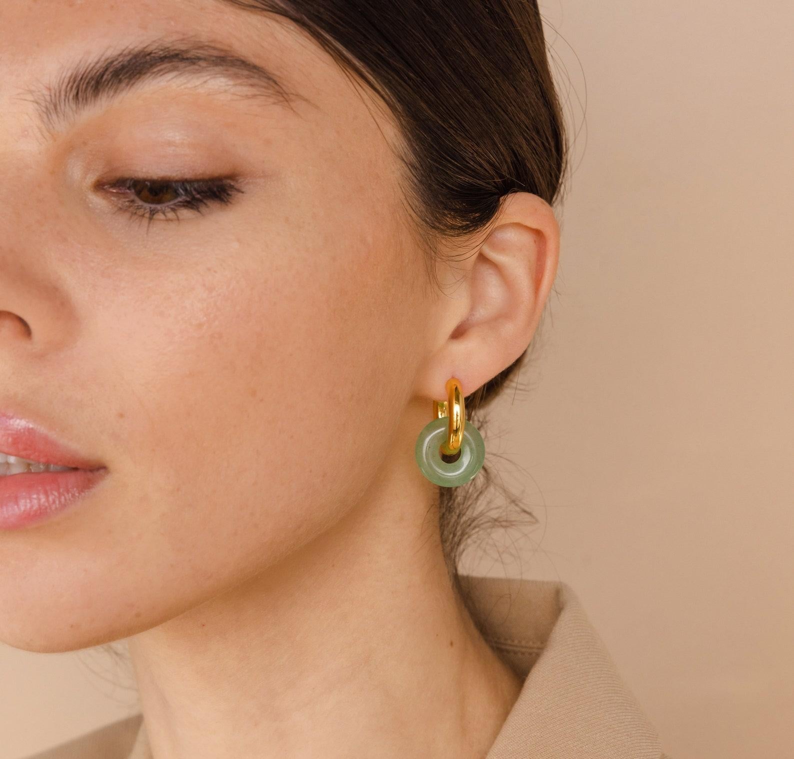 Chunky Jade Hoop Earrings for Summer