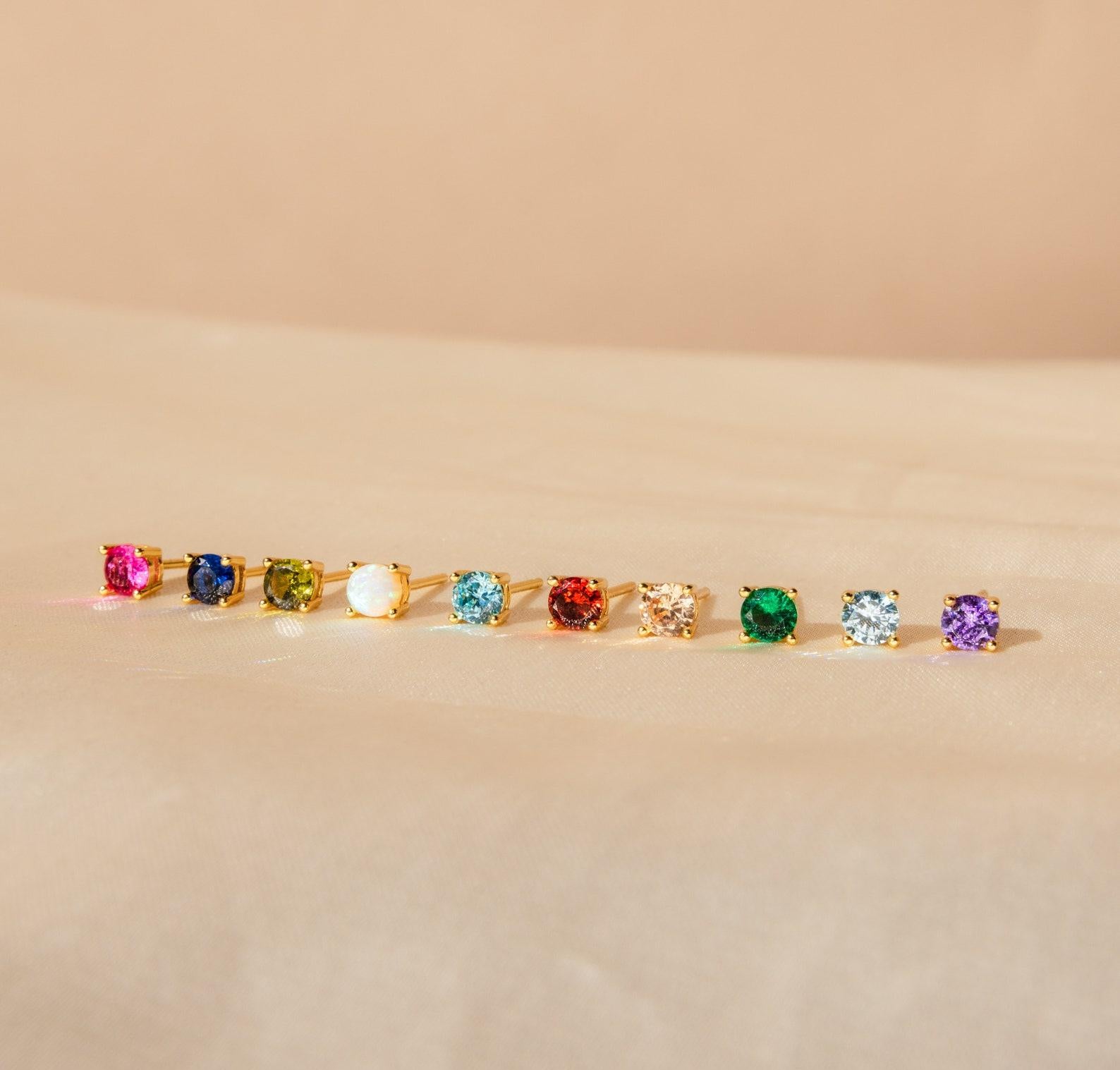 Personalized Birthstone Stud Earrings 4mm