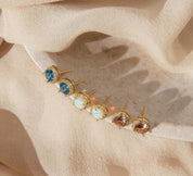 Vintage Birthstone Diamond Stud Earrings