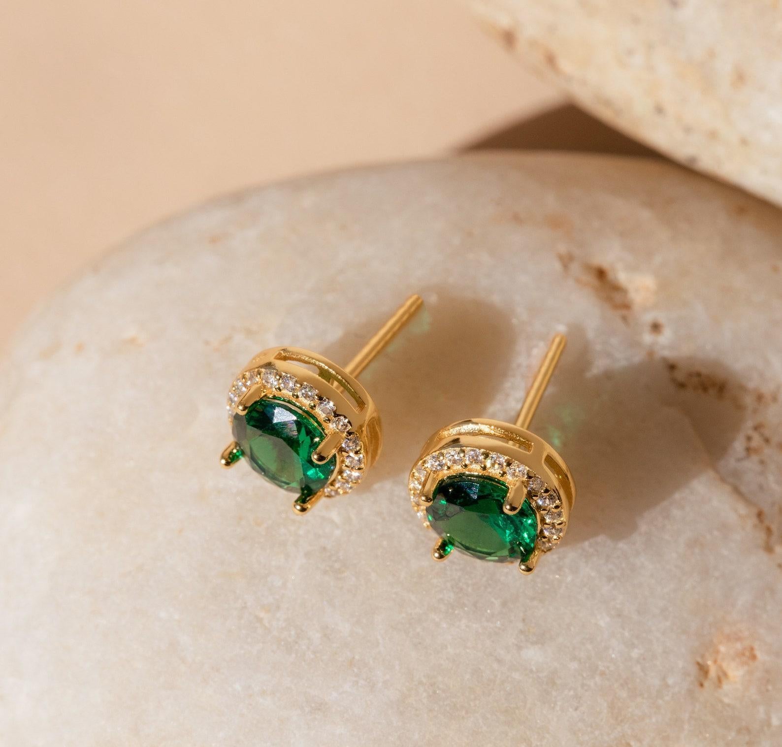 Vintage Birthstone Diamond Stud Earrings