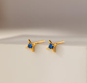 Dainty Sapphire Star Stud Earrings