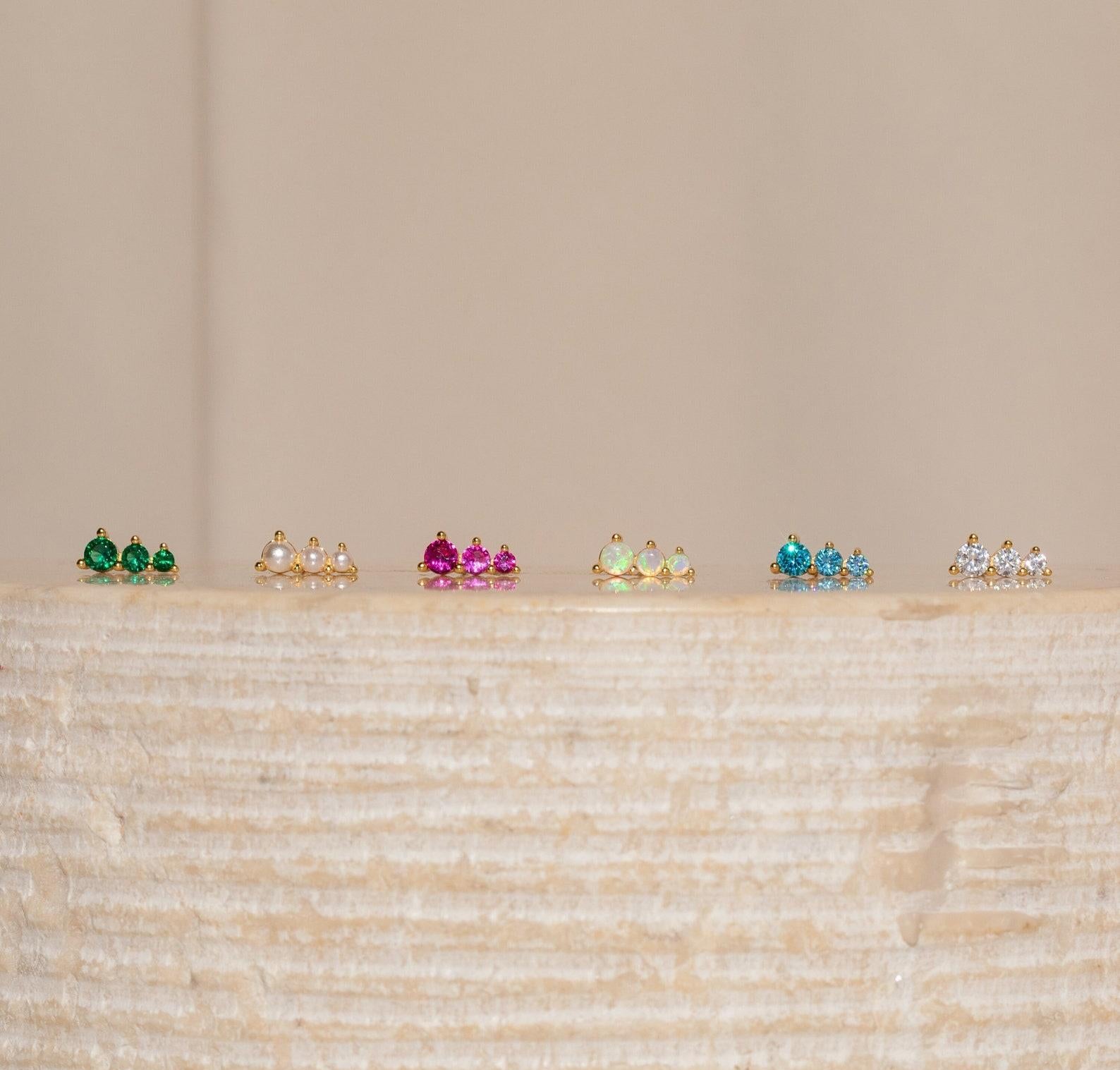 Personalized Birthstone Bar Stud Earrings