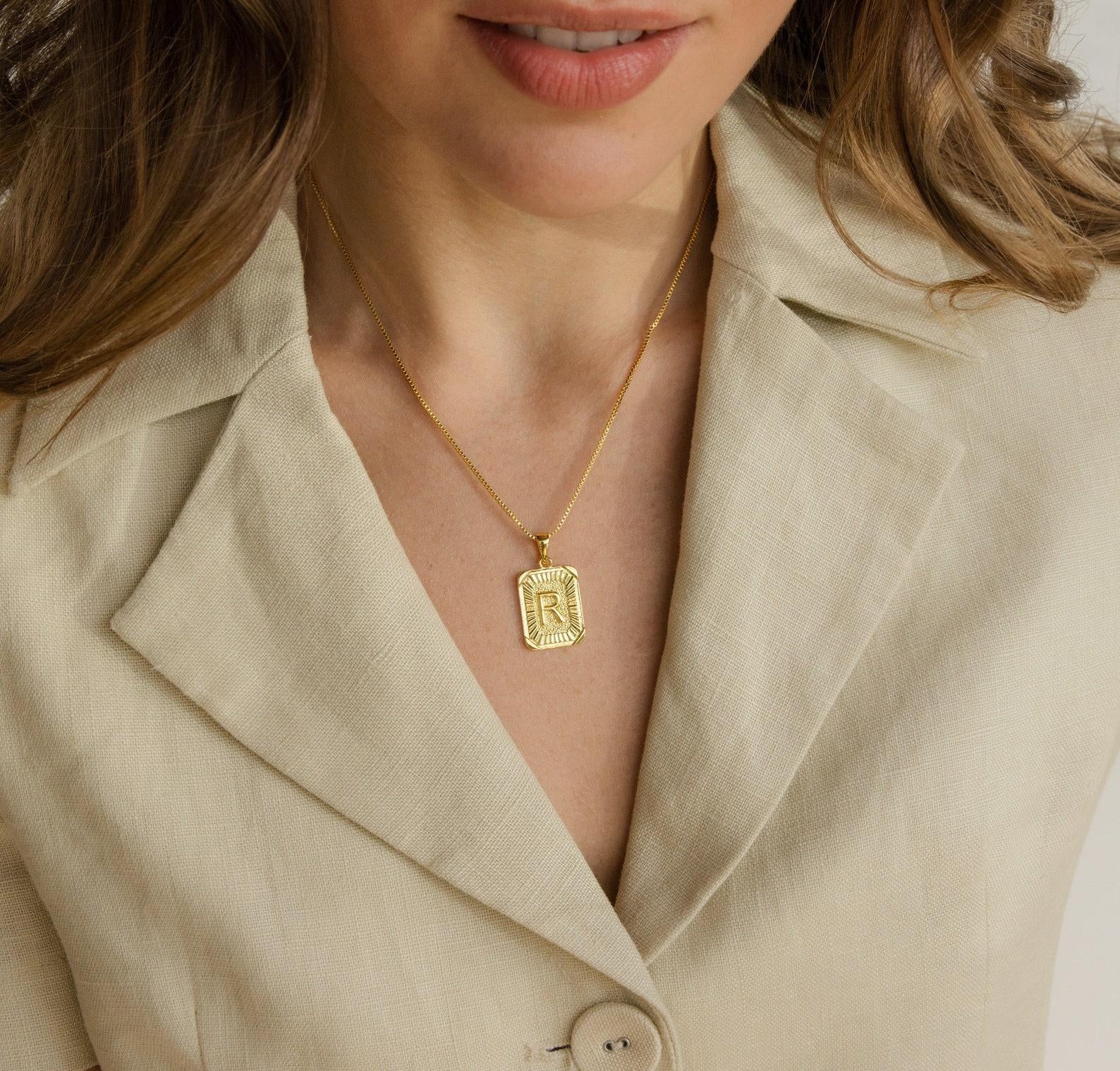 Personalized Gold Letter Pendant Necklace