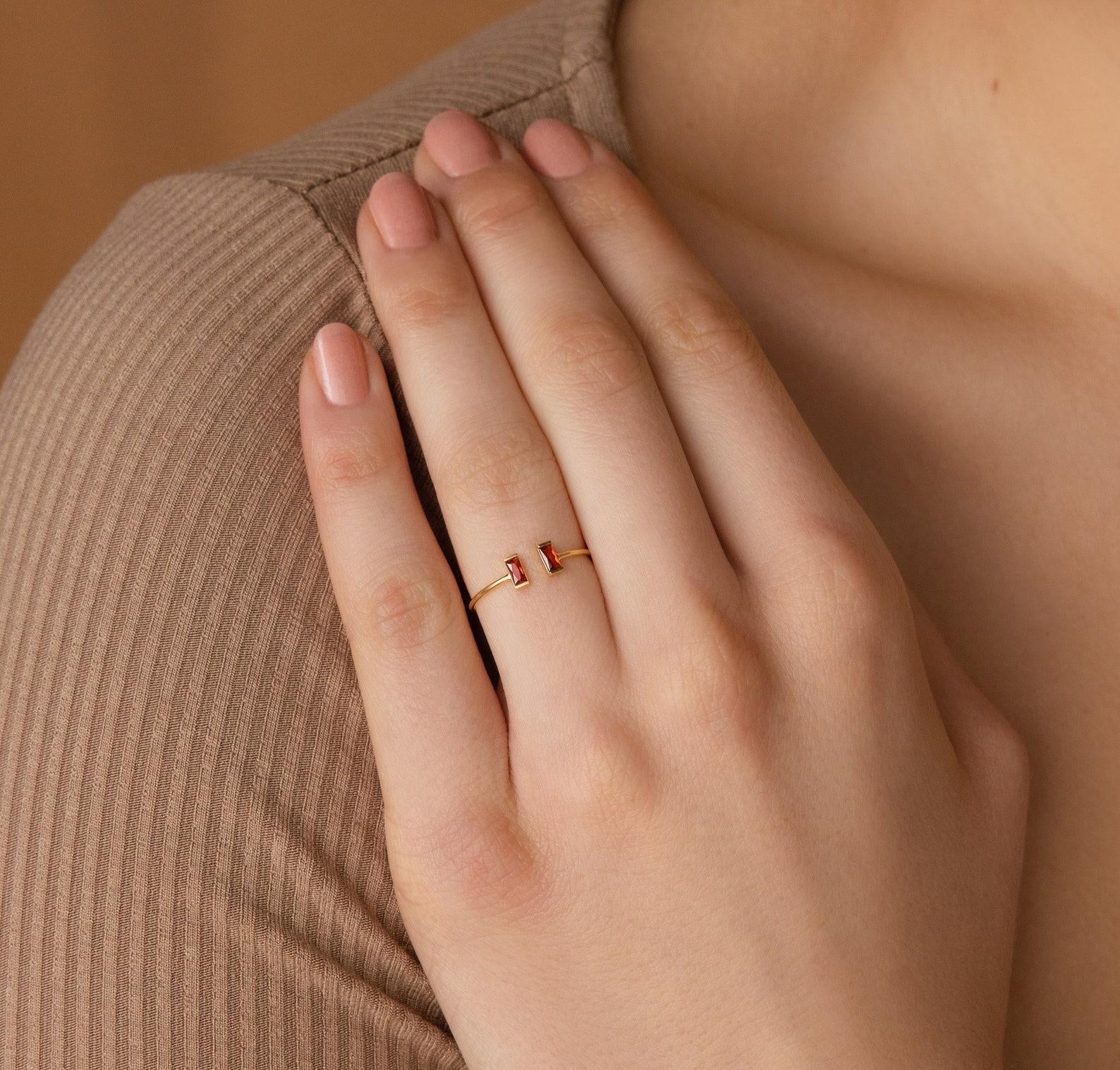 Personalized Vertical Baguette Birthstone Ring