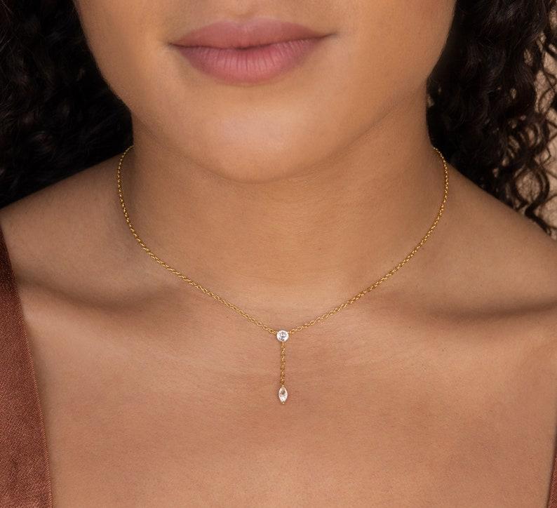 Minimalist Diamond Dangle Necklace for Brides