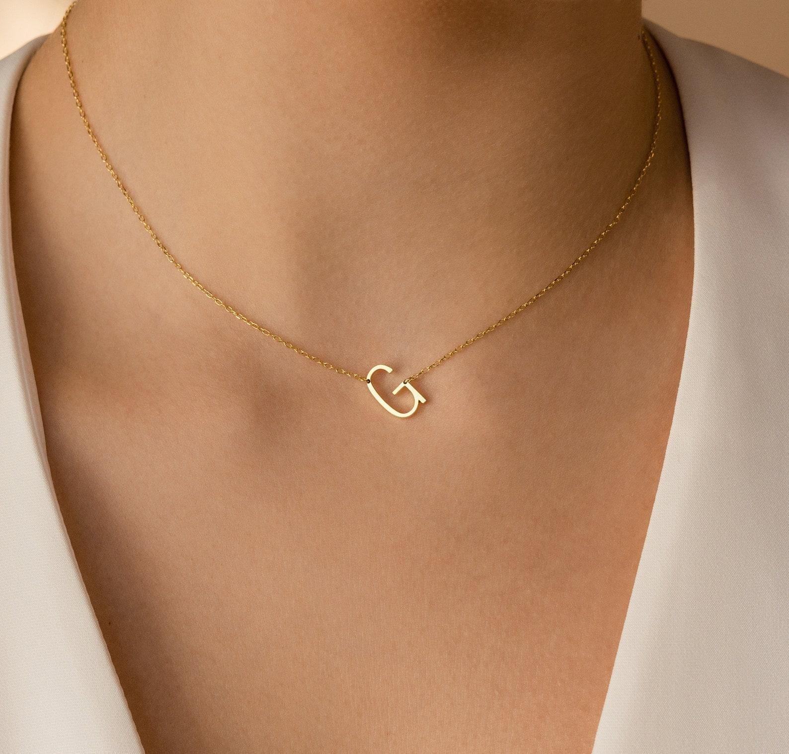 Personalized Mini Sideways Initial Necklace