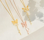 Personalized Gold Butterfly Name Necklace