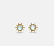 Dainty Sun Moonstone Stud Earrings