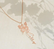 Personalized Dainty Butterfly Name Necklace