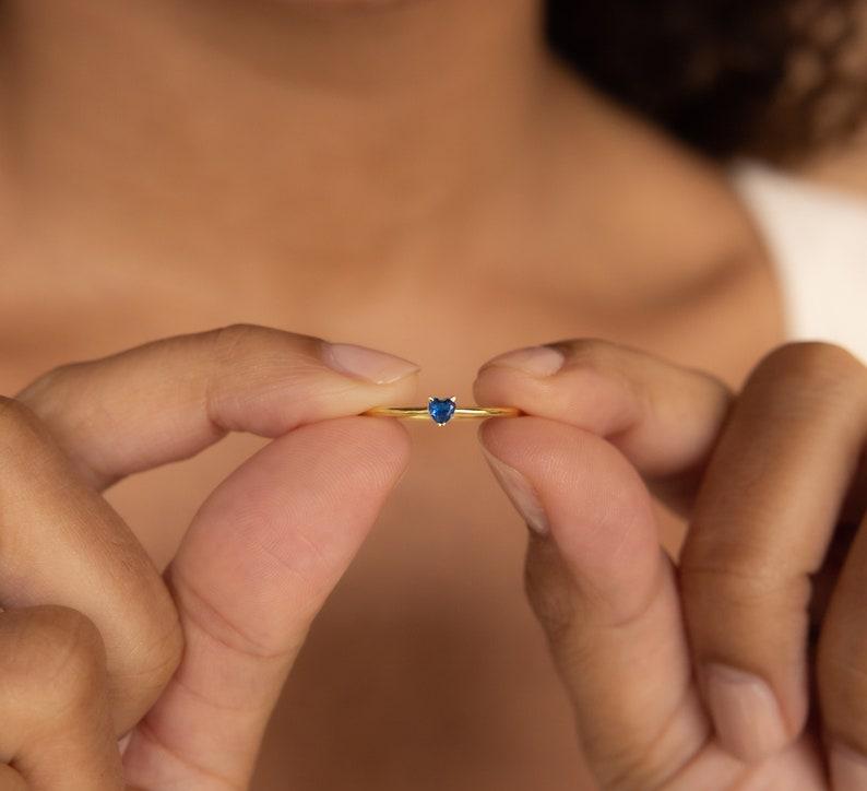 Personalized Dainty Birthstone Heart Ring