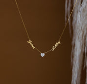 Personalized Name Heart Necklace with Diamonds