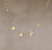 Gothic Letter Necklace in Gold Silver Rose Gold