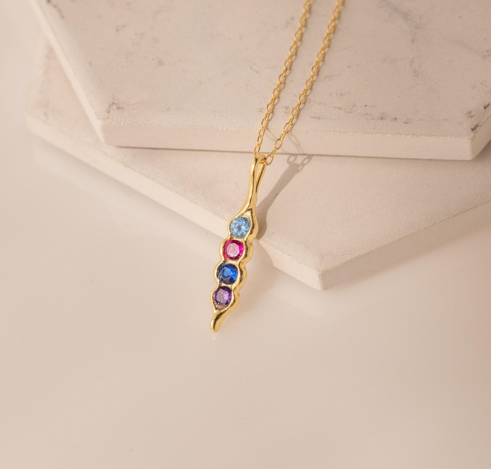 Birthstone Pod Necklace with Charm