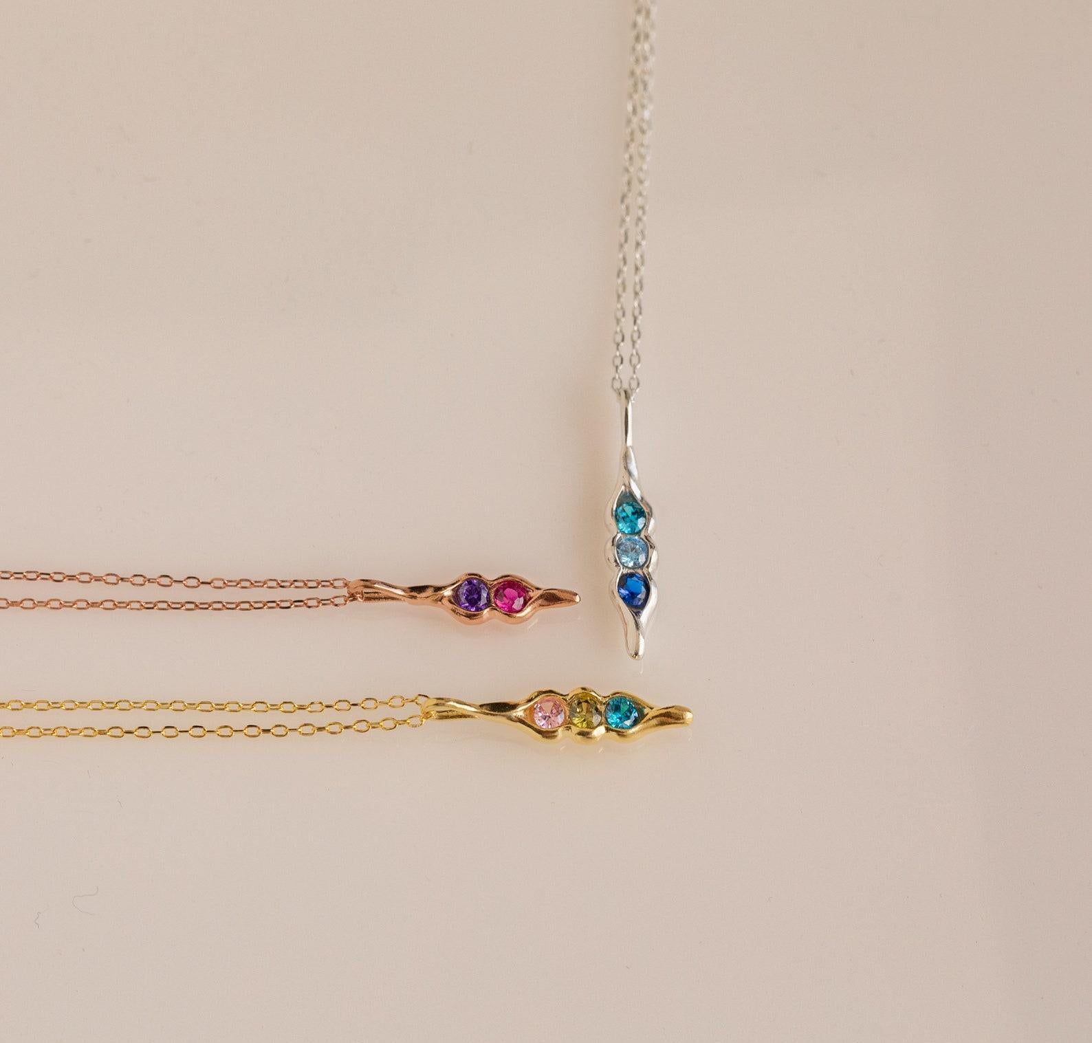 Birthstone Pod Necklace with Charm