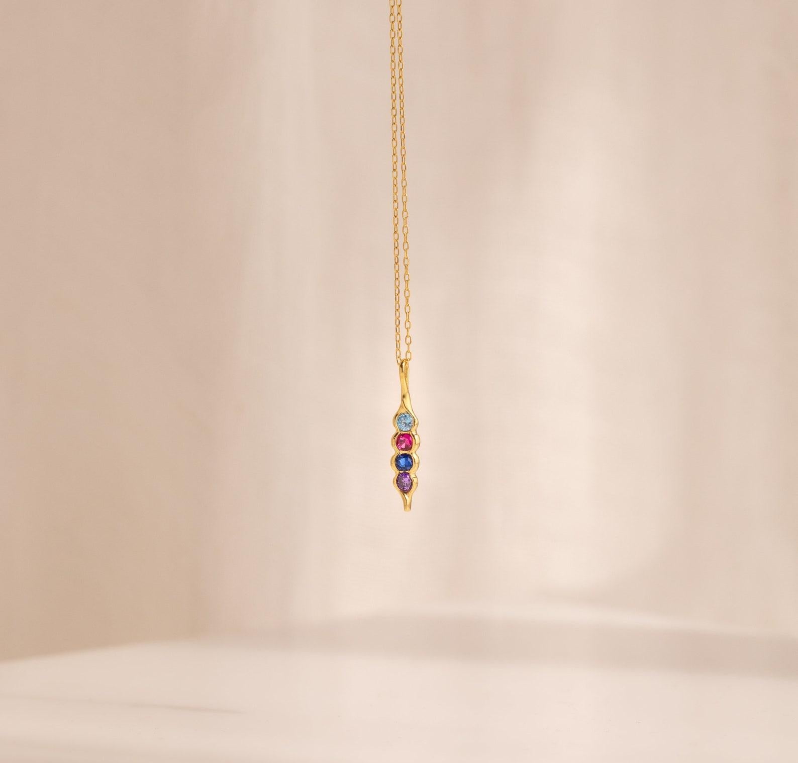 Birthstone Pod Necklace with Charm