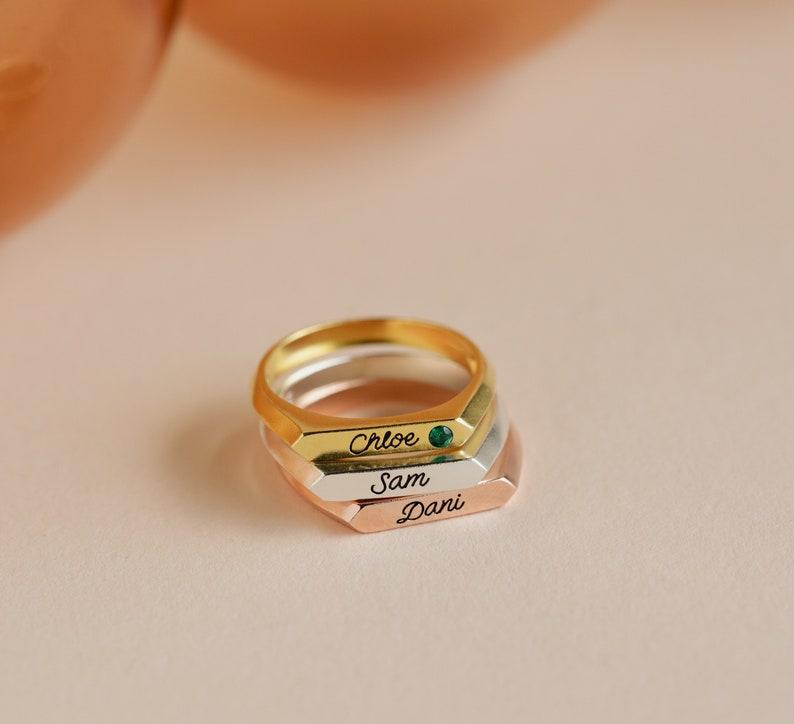 Personalized Engraved Bar Ring for Mom