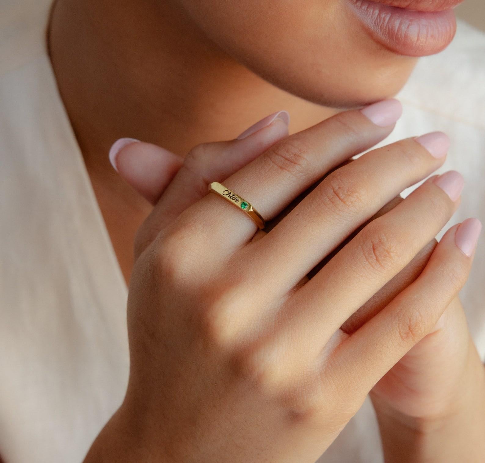 Personalized Engraved Bar Ring for Mom