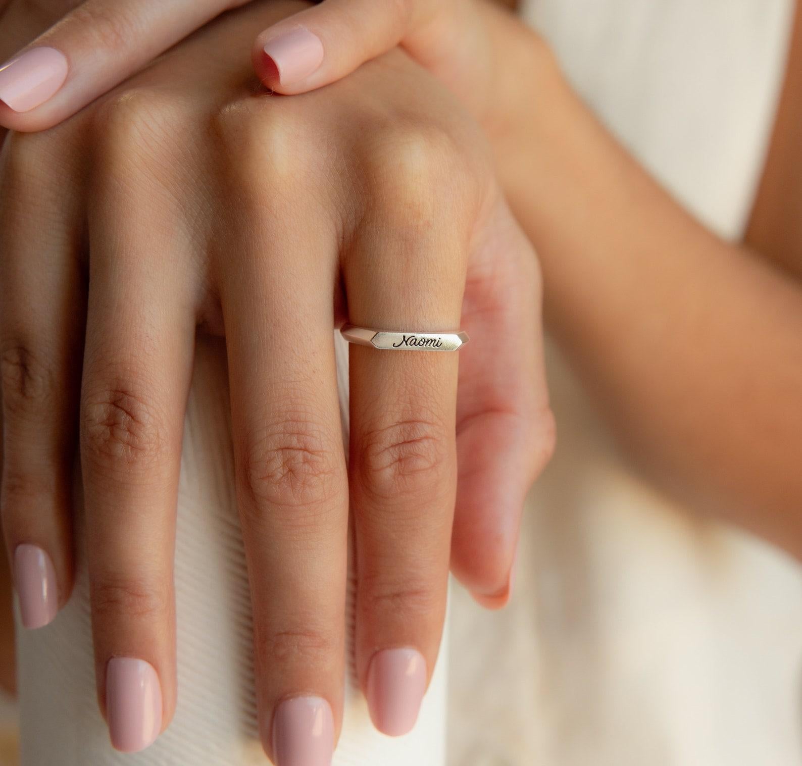 Personalized Engraved Bar Ring for Mom