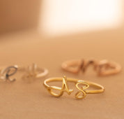 Custom Two Letter Dainty Ring for New Moms