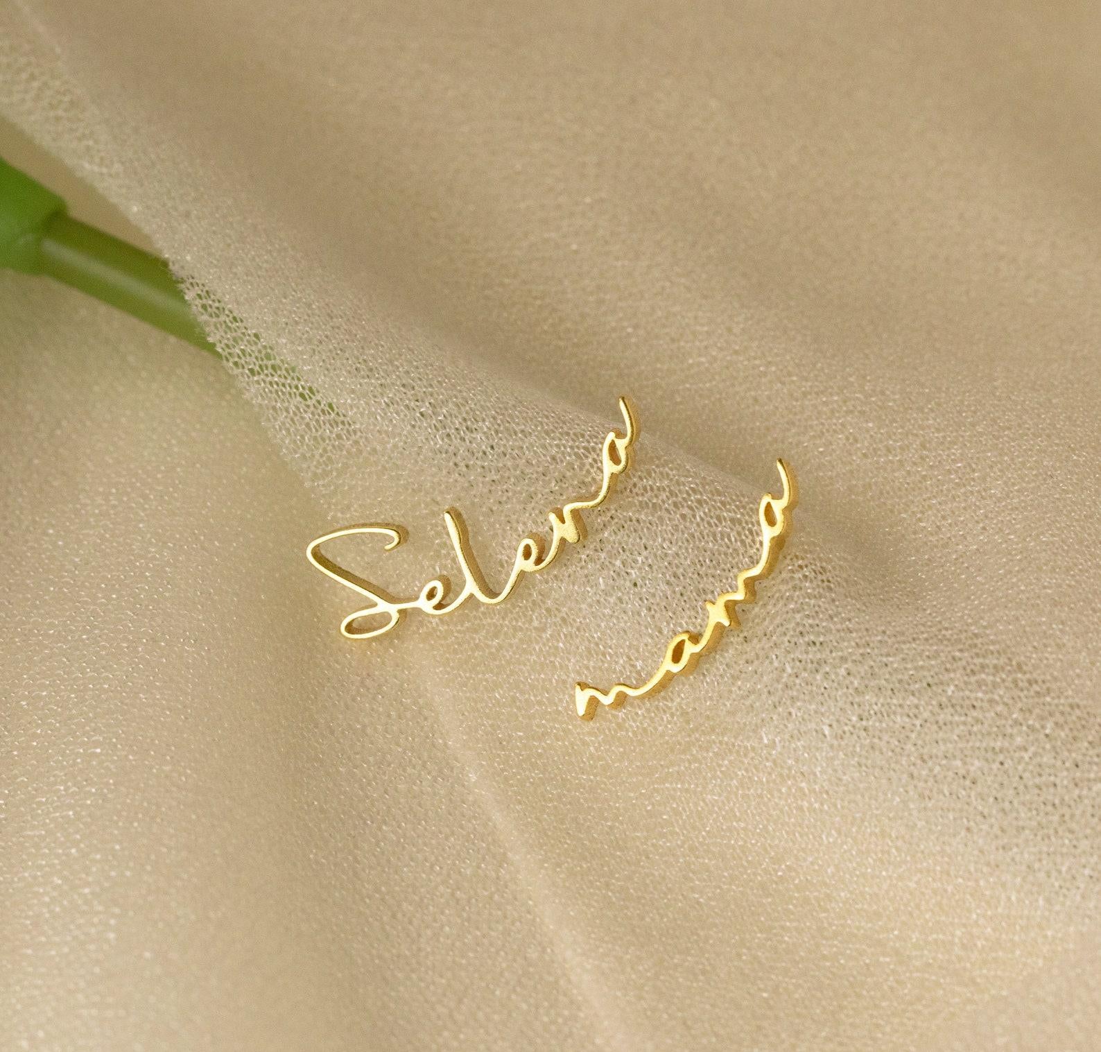 Custom Minimalist Name Earrings for Everyday