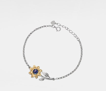 Personalized Sunflower Projection Bracelet in Silver