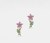 Colorful Flower Stud Earrings in Sterling Silver