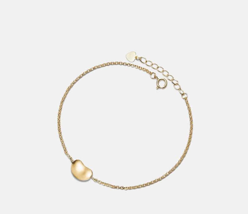 Dainty Gold Bean Charm Bracelet