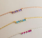 Personalized Morse Code Birthstone Necklace