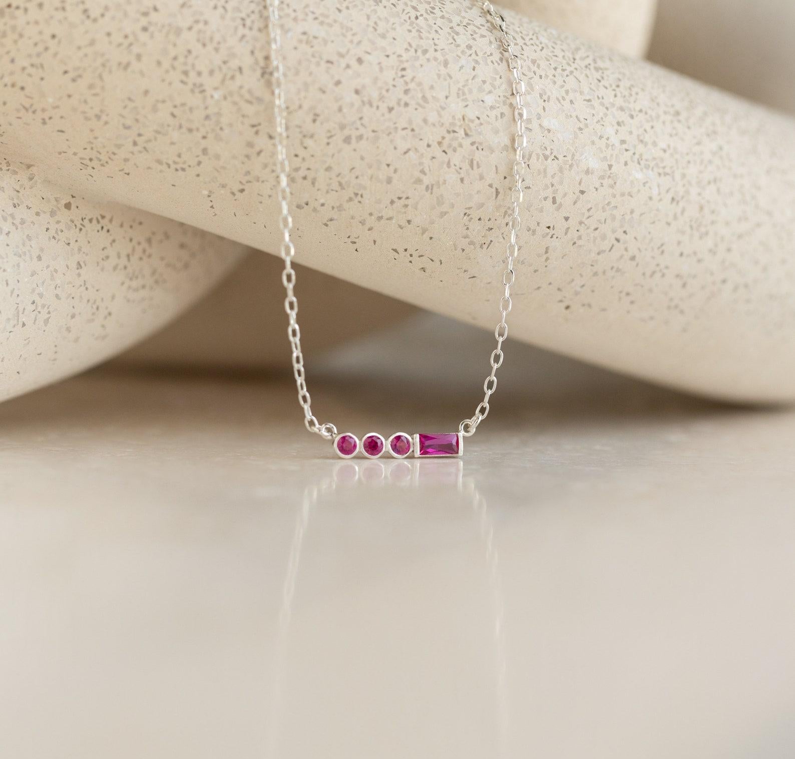 Personalized Morse Code Birthstone Necklace