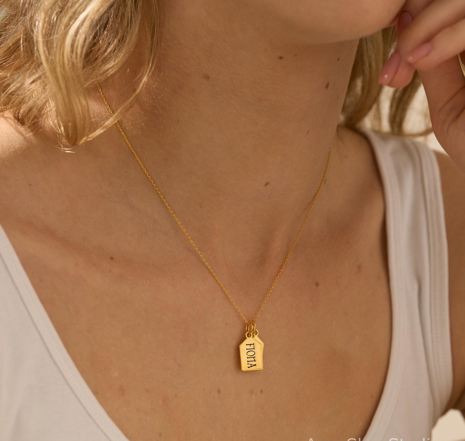 Custom Engraved Mini Bar Tag Necklace