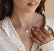 Tiny Bar Initial Necklace with Box Chain