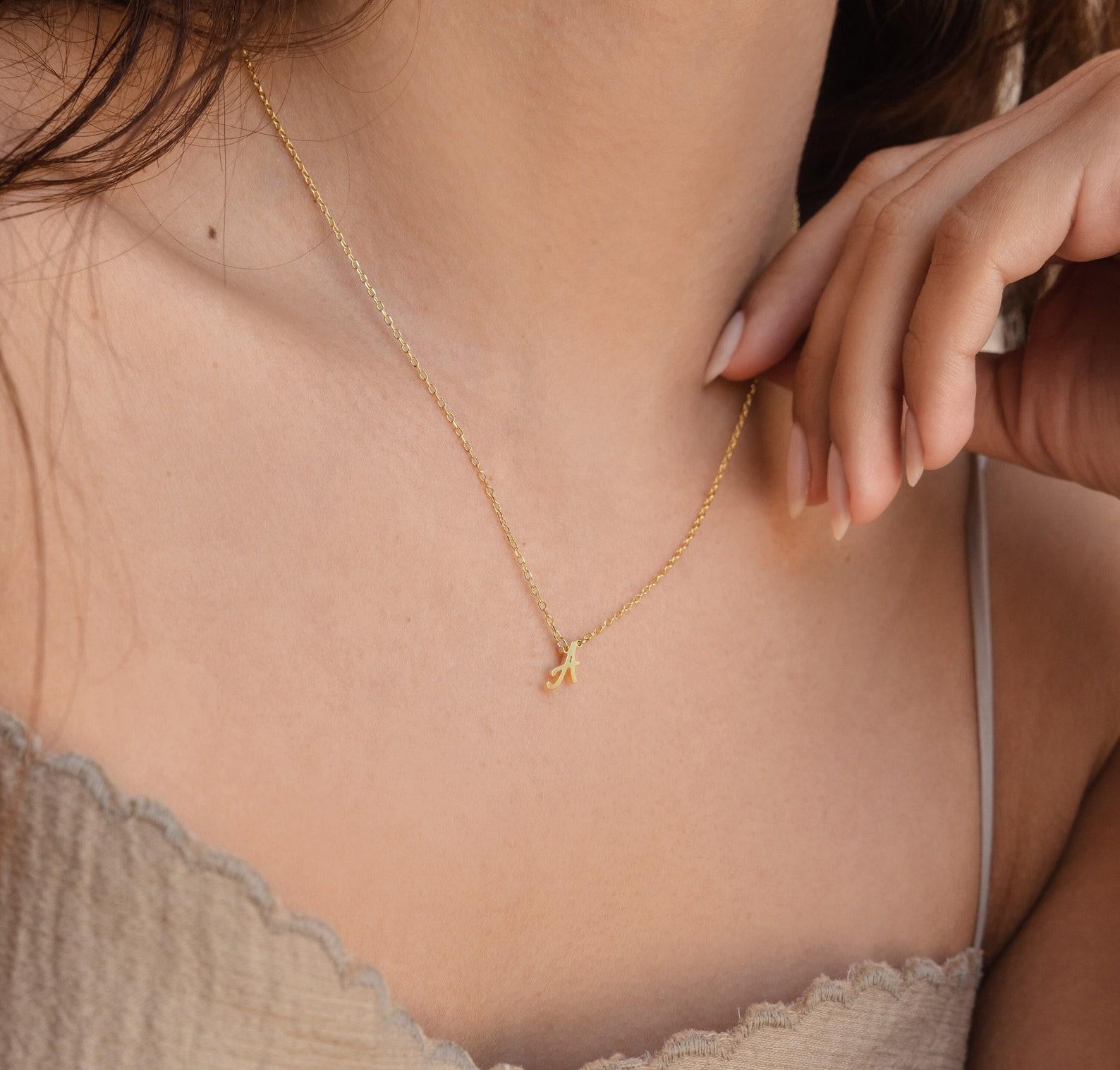 Gold Initial Necklace for Everyday Wear