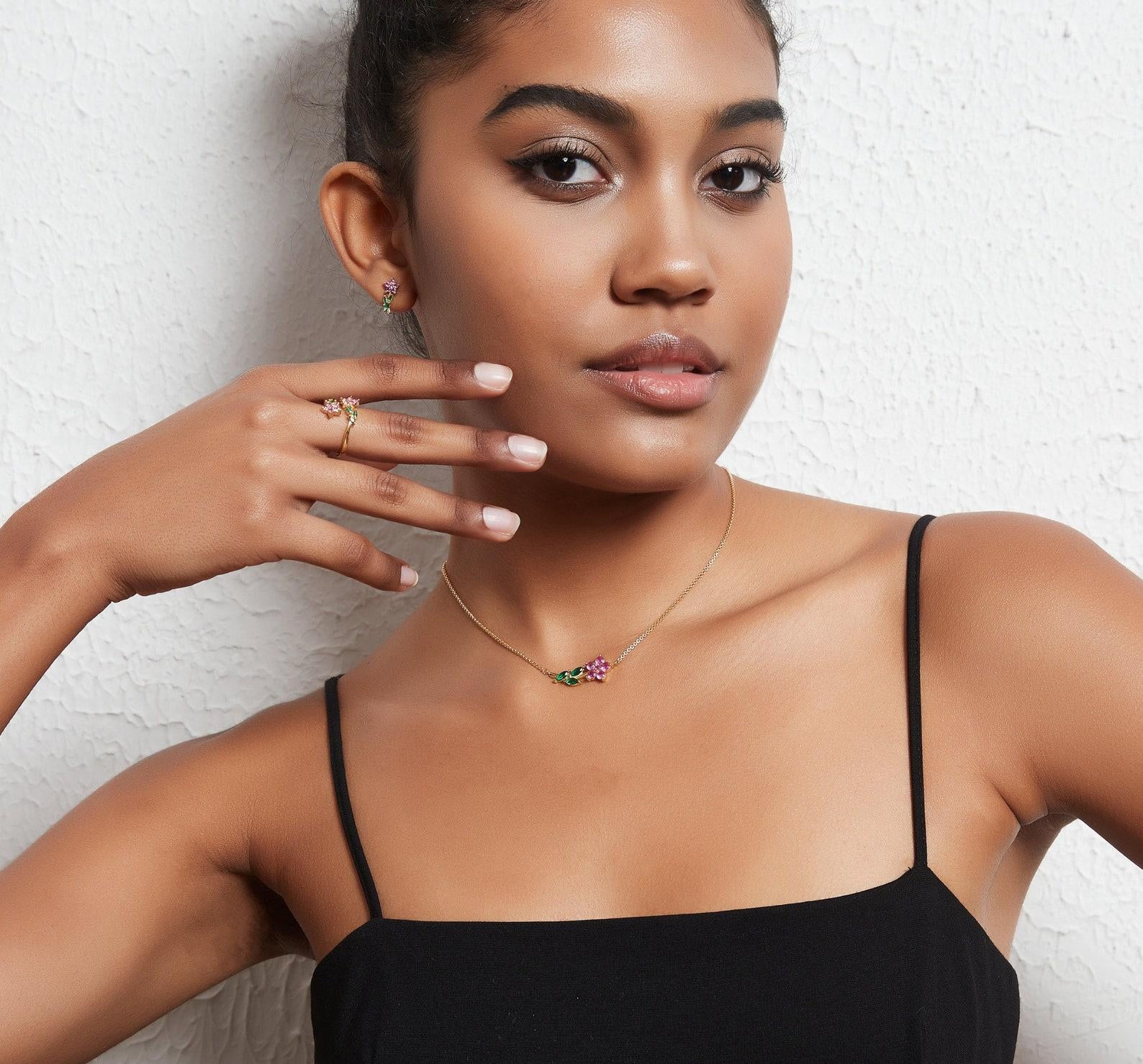 Colorful Flower Cocktail Ring in Sterling Silver