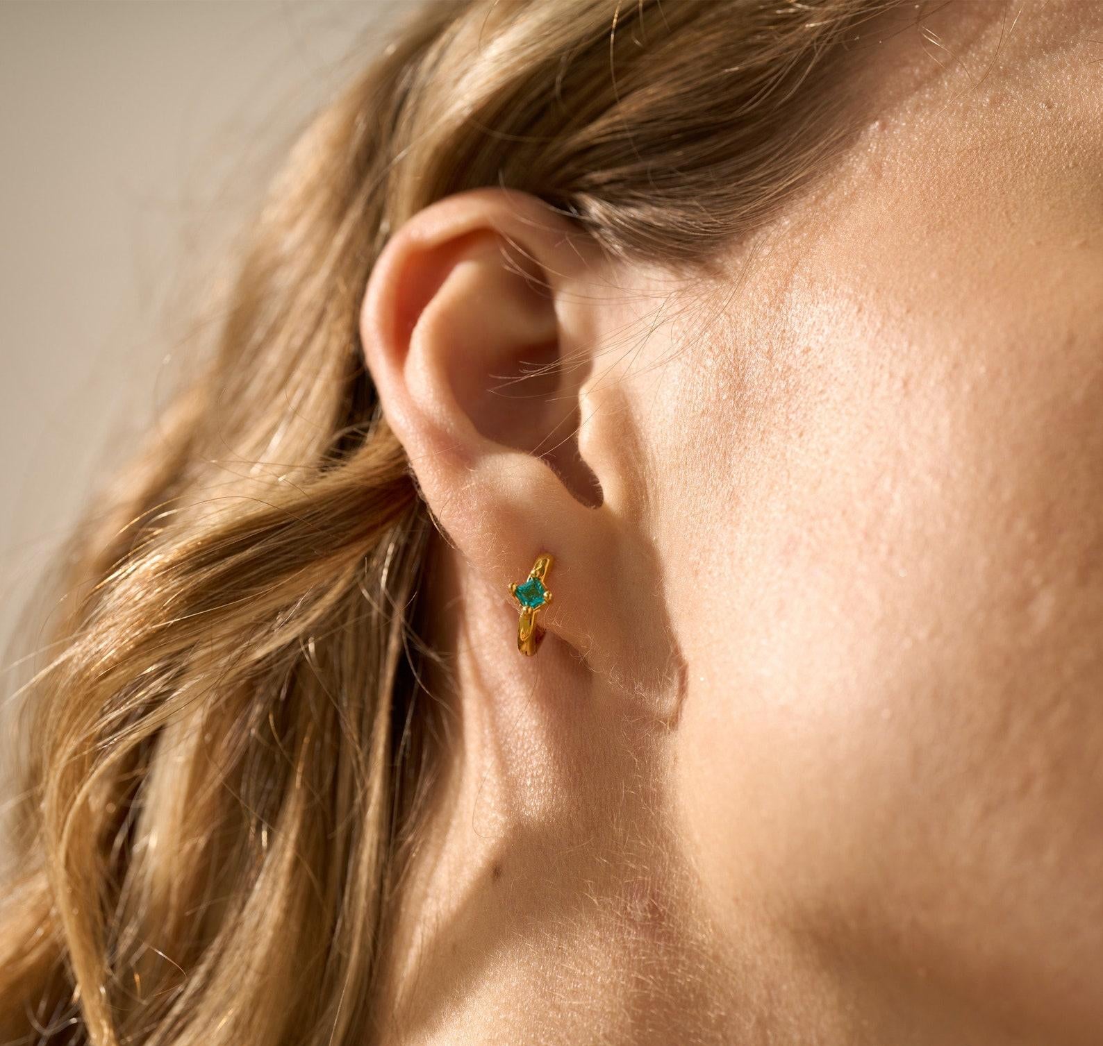 Minimalist Birthstone Huggie Earrings