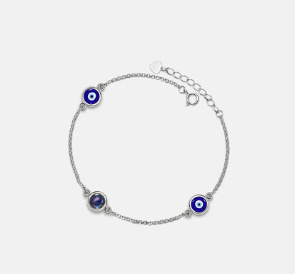 Personalized Evil Eye Bracelet in Sterling Silver