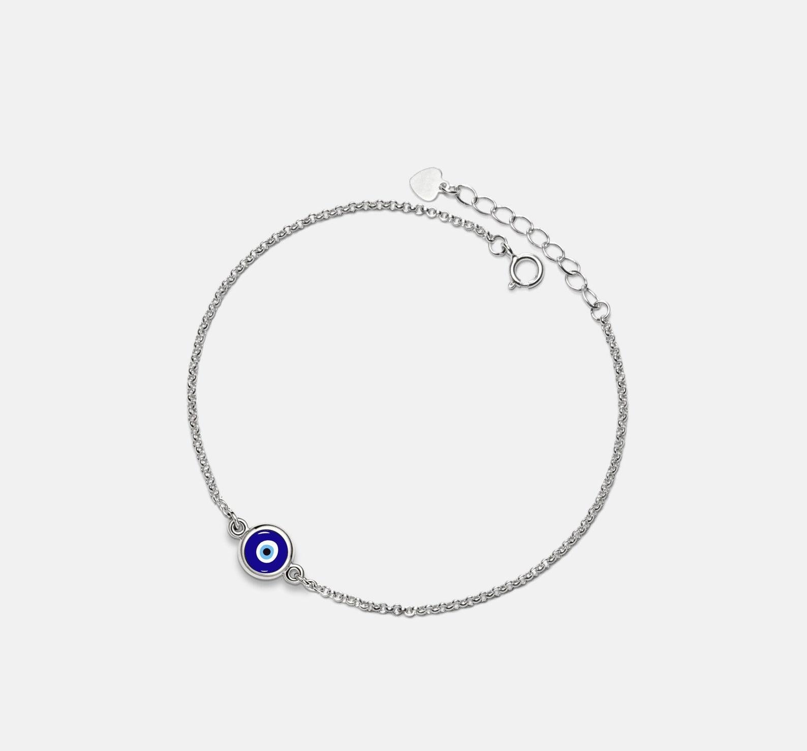 Turkish Evil Eye Charm Bracelet Silver