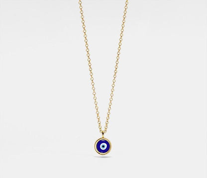 Turkish Evil Eye Charm Necklace in Silver