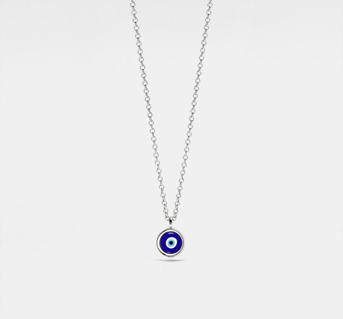 Turkish Evil Eye Charm Necklace in Silver