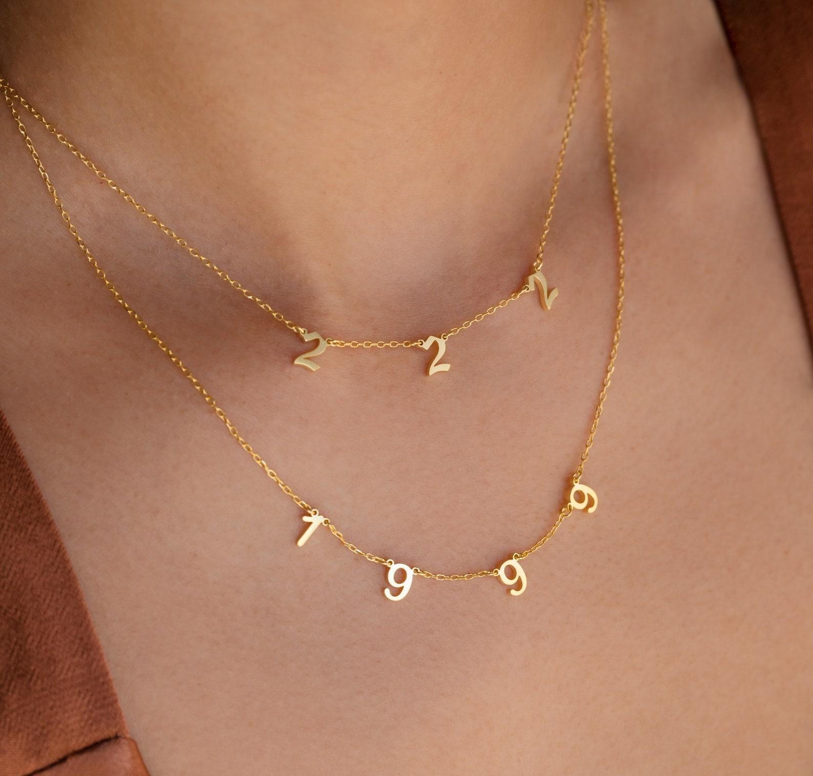 Dainty Custom Number Necklace for Friends