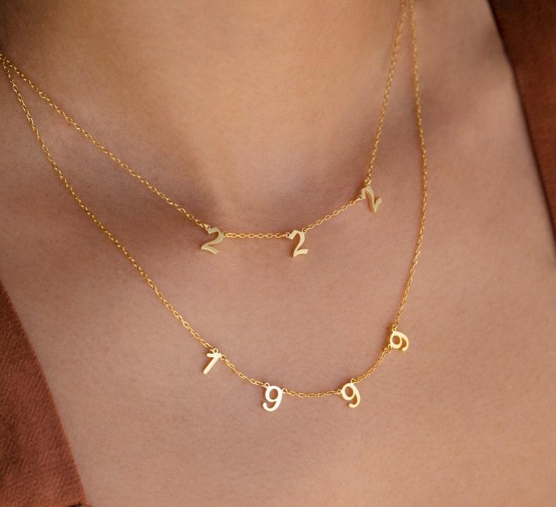 Custom Gold Angel Number Necklace