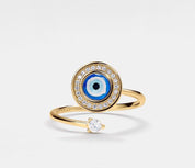 Evil Eye Spinner Ring in Sterling Silver