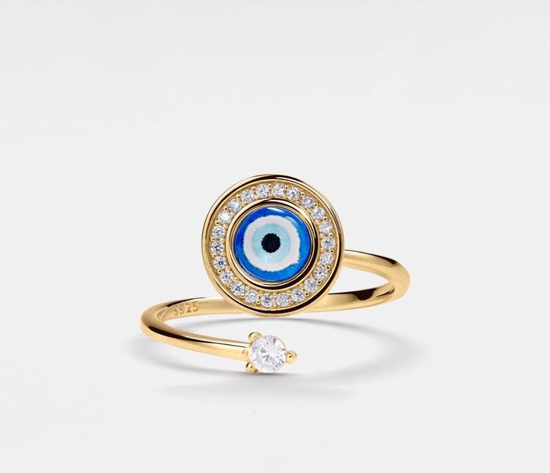 Evil Eye Spinner Ring in Sterling Silver