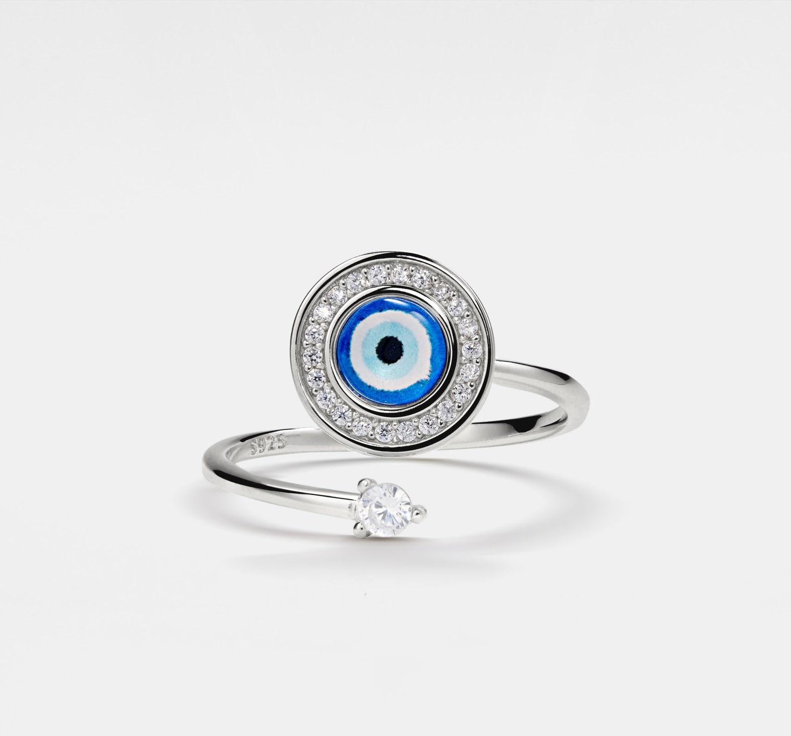 Evil Eye Spinner Ring in Sterling Silver