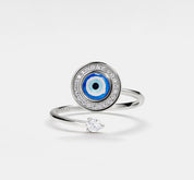 Evil Eye Spinner Ring in Sterling Silver