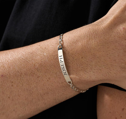 Personalized Men's Engraved Bracelet in Sterling Silver