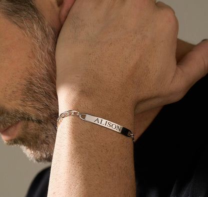 Personalized Men's Engraved Bracelet in Sterling Silver