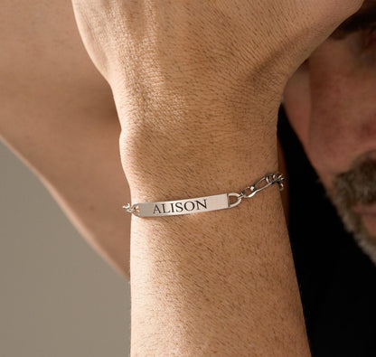 Personalized Men's Engraved Bracelet in Sterling Silver