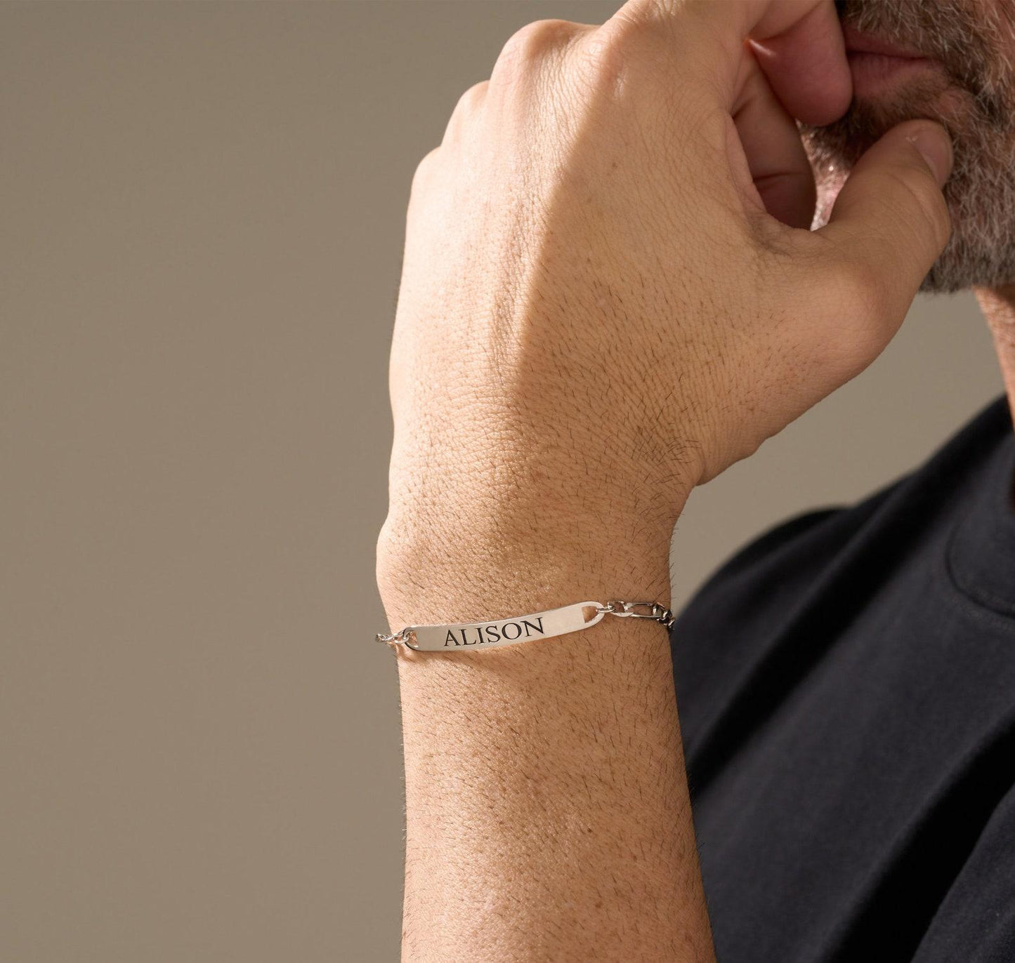 Personalized Men's Engraved Bracelet in Sterling Silver